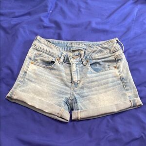 American Eagle Outfitters Blue Jean Shorts Light Wash Distressed